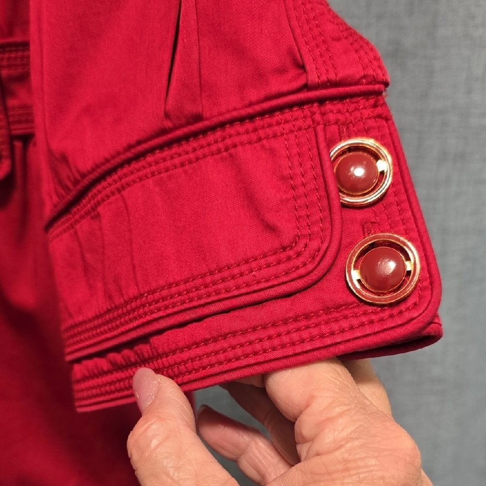 Juicy Couture Vibrant Red Double Breasted 3/4 Sleeve Trench‎ Coat Size Medium - Picture 7 of 16